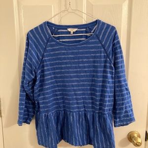 Blue and white striped blouse